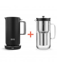 Zestaw: Czajnik elektryczny Kettle Aarke - 1,2L, czarny + Dzbanek filtrujący Purifier Aarke - 1,18L, stalowy