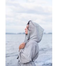 Szlafrok lniany z kapturem KASTE Lapuan Kankurit -  szary, rozmiar M