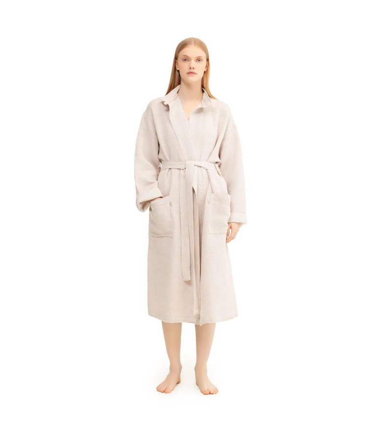 Szlafrok kąpielowy TERVA Lapuan Kankurit -  biało-lniany, rozmiar L