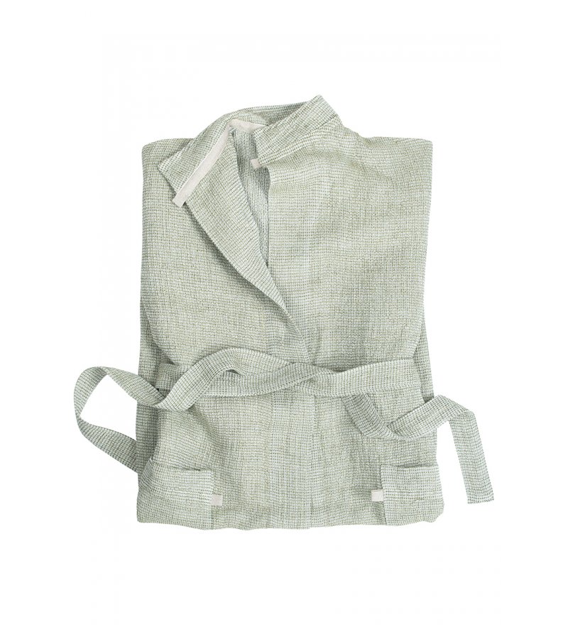 Szlafrok kąpielowy TERVA Lapuan Kankurit -  biało-oliwkowy, rozmiar L