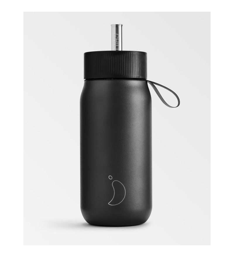 Kubek termiczny 2w1 ze słomką Chilly's - 750ml, czarny 