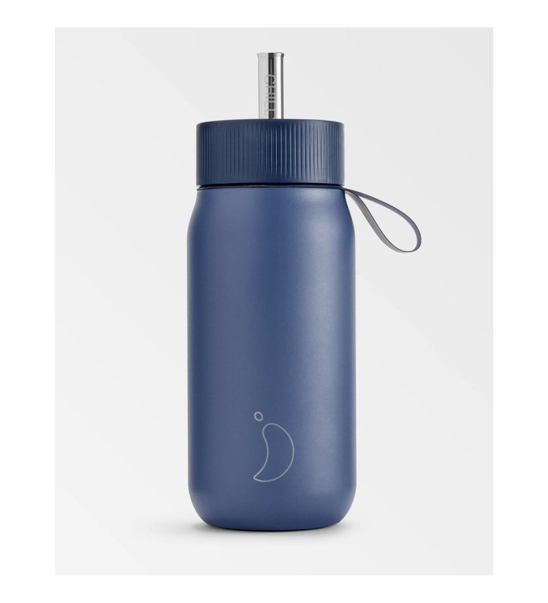 Kubek termiczny 2w1 ze słomką Chilly's - 750ml, granatowy 