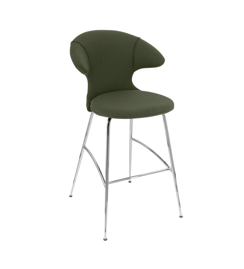 Hoker Bar Stool tapicerowany Time Flies UMAGE - racing green, chromowane nogi