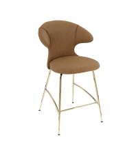 Hoker Counter Stool tapicerowany Time Flies UMAGE - sugar brown, złote nogi