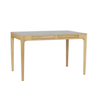 Biurko z 2 szufladami Heart'n'Soul oak UMAGE - naturalny dąb, nanolaminat Fenix Cloud Grey, długość 120 cm