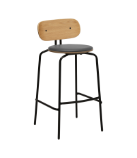 Hoker tapicerowany Curious Barstool UMAGE - 75 cm, Ultra Anthracite, czarne nogi
