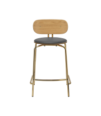 Hoker tapicerowany Curious Counter stool UMAGE - 65 cm, Ultra Anthracite, złote nogi