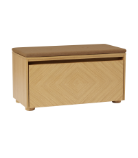 Ławka ze schowkiem Hideaway UMAGE - naturalny dąb / front z geometrycznym wzorem / sugar brown