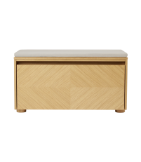 Ławka ze schowkiem Hideaway UMAGE - naturalny dąb / front z geometrycznym wzorem / white sands