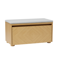 Ławka ze schowkiem Hideaway UMAGE - naturalny dąb / front z geometrycznym wzorem / sterling