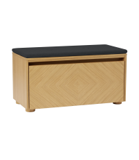 Ławka ze schowkiem Hideaway UMAGE - naturalny dąb / front z geometrycznym wzorem / shadow