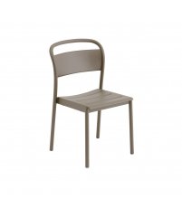 Krzesło LINEAR STEEL SIDE CHAIR MUUTO - taupe/metal, na zewnątrz
