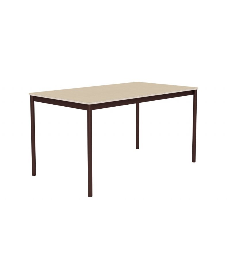 St&oacute;ł BASE TABLE 140 x 80 cm MUUTO - lakierowany dębowy fornir/sklejka, brązowoczerwone nogi