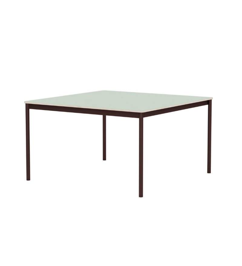 St&oacute;ł BASE TABLE 128 x 128 cm MUUTO - jasnozielony laminat/sklejka, brązowoczerwone nogi
