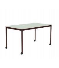 St&oacute;ł BASE TABLE 140 x 80 cm MUUTO - jasnozielony laminat/sklejka, brązowoczerwone nogi na k&oacute;łkach