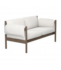 Sofa SM851 Skovby - lakierowana lita dębina w odcieniu mocha / tkanina Crush 100