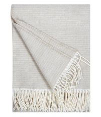 Pled wełniany LEPO Lapuan Kankurit - 135 x 180 cm + frędzle, biało-beżowy