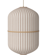Lampa wisząca Luc&eacute;n Bolia &Oslash;62 x H92 cm - cylinder, piaskowa tkanina