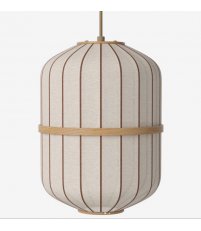 Lampa wisząca Luc&eacute;n Bolia &Oslash;28 x H37,5 cm - cylinder, piaskowa tkanina