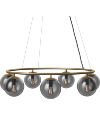 Żyrandol Orb Bolia - średnica 85cm, przydymione szkło, antyczny mosiądz