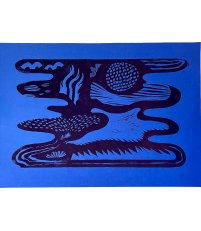 Linoryt 'Baltic' dudek brand. - edycja limitowana, 50 x 70 cm, niebieskipapier