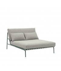 Ł&oacute;żko ogrodowe bez podłokietnik&oacute;w Lounge Bed Settle MUUTO - tk. Ribbed Weave 2 / podstawa ciemnozielona, na zewnątrz