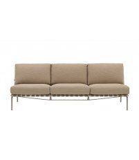 Sofa 3-osobowa bez podłokietnik&oacute;w ogrodowa SETTLE MUUTO -  tkanina Ribbed Weave 5/ podstawa taupe, na zewnątrz