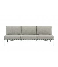 Sofa 3-osobowa bez podłokietnik&oacute;w ogrodowa SETTLE MUUTO -  tkanina Ribbed Weave 2/ podstawa ciemnozielona, na zewnątrz