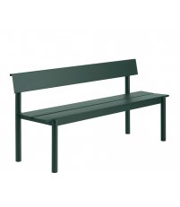 Ławka ogrodowa z oparciem LINEAR STEEL 170 x 34 cm MUUTO - ciemnozielona/metal