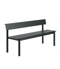 Ławka ogrodowa z oparciem LINEAR STEEL 170 x 34 cm MUUTO - czarna/metal