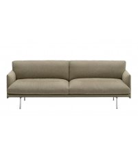Sofa 3-osobowa tapicerowana OUTLINE SOFT MUUTO - Clay 15, podstawa z polerowanego aluminium