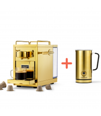 Zestaw: Ekspres kapsułkowy The Original Sj&ouml;strand + spieniacz do mleka Milk Frother Sj&ouml;strand &ndash; złoty