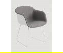 Krzesło tapicerowane na płozach Fiber Armchair FRONT Sled Base Muuto  - szaro-białe