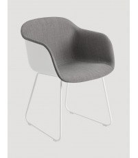 Krzesło tapicerowane na płozach Fiber Armchair FRONT Sled Base Muuto  - szaro-białe