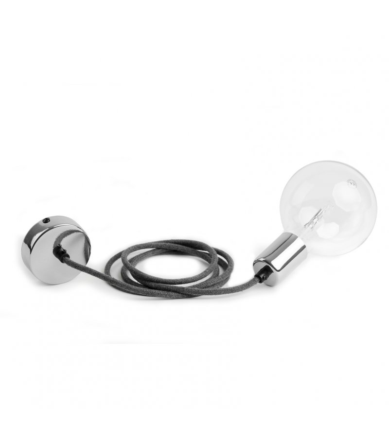 Lampa Loft Elite Line Silver z kablem w oplocie - bazaltowy pył