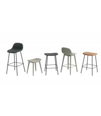 Stołek tapicerowany na drewnianej podstawie Fiber Stool / Wood Base H: 45cm Muuto - różne kolory
