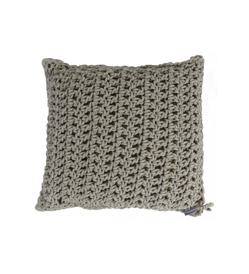 Poduszka dziergana z bawełnianego sznurka Motarnia - beżowa