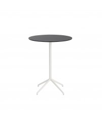 Stolik kawowy Still Muuto - średnica 75 cm, wysokość 95 cm, czarny blat/biała podstawa