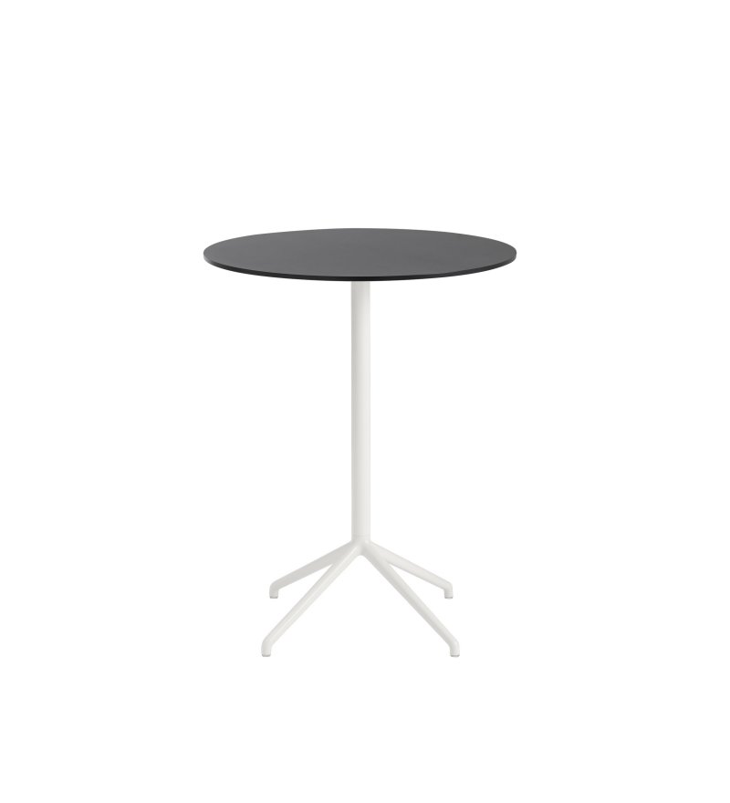 Stolik kawowy Still Muuto - średnica 75 cm, wysokość 95 cm, czarny blat/biała podstawa