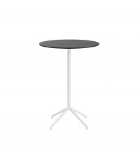 Stolik kawowy Still Muuto - średnica 75 cm, wysokość 105 cm, czarny blat/biała podstawa