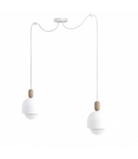 Lampa wisząca Loft Ovoi 2 biała z kablem w oplocie - różne kolory