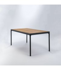 St&oacute;ł ogrodowy FOUR HOUE - 160x90cm, bambusowy, czarna podstawa, na zewnątrz