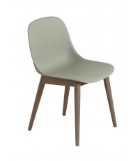 Krzesło na drewnianej podstawie Fiber Side Chair Wood Base Muuto - bladozielone/ nogi ciemnobrązowe