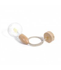 Lampa wisząca Loft Eco Line A drewniana - z kablem w beżowym oplocie z mosiężną blokadą