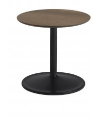 Stolik Soft Side Table - Ø41 cm H40 cm, przydymiona lita dębina/ czarna podstawa
