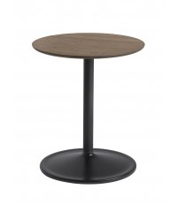 Stolik Soft Side Table - Ø41 cm H48 cm, przydymiona lita dębina/ czarna podstawa