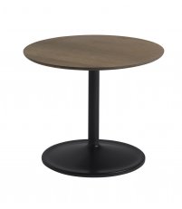 Stolik Soft Side Table - Ø48 cm H40 cm, przydymiona lita dębina/ czarna podstawa