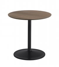Stolik Soft Side Table - Ø48 cm H48 cm, przydymiona lita dębina/ czarna podstawa
