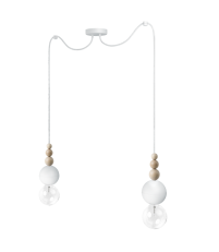 Lampa Loft Bala 2 Kolorowe Kable - biała strukturalna, kabel w oplocie biała perła