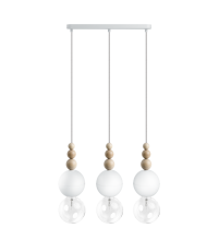 Lampa Loft Bala 3L Kolorowe Kable - biała strukturalna, kabel w oplocie biała perła